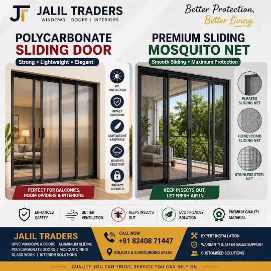 Premium Polycarbonate Sliding Doors & Sliding Mosquito Nets in Kolkata