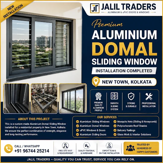 Premium Aluminium Domal Sliding Window Installation in New Town, Kolkata