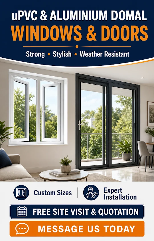 Upgrade your home or office with premium uPVC and Aluminium Domal windows and doors. Get modern designs,…